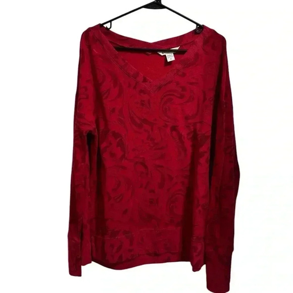 Athleta Coaster Luxe V Neck Red Sweatshirt Size Medium - Picture 2 of 5